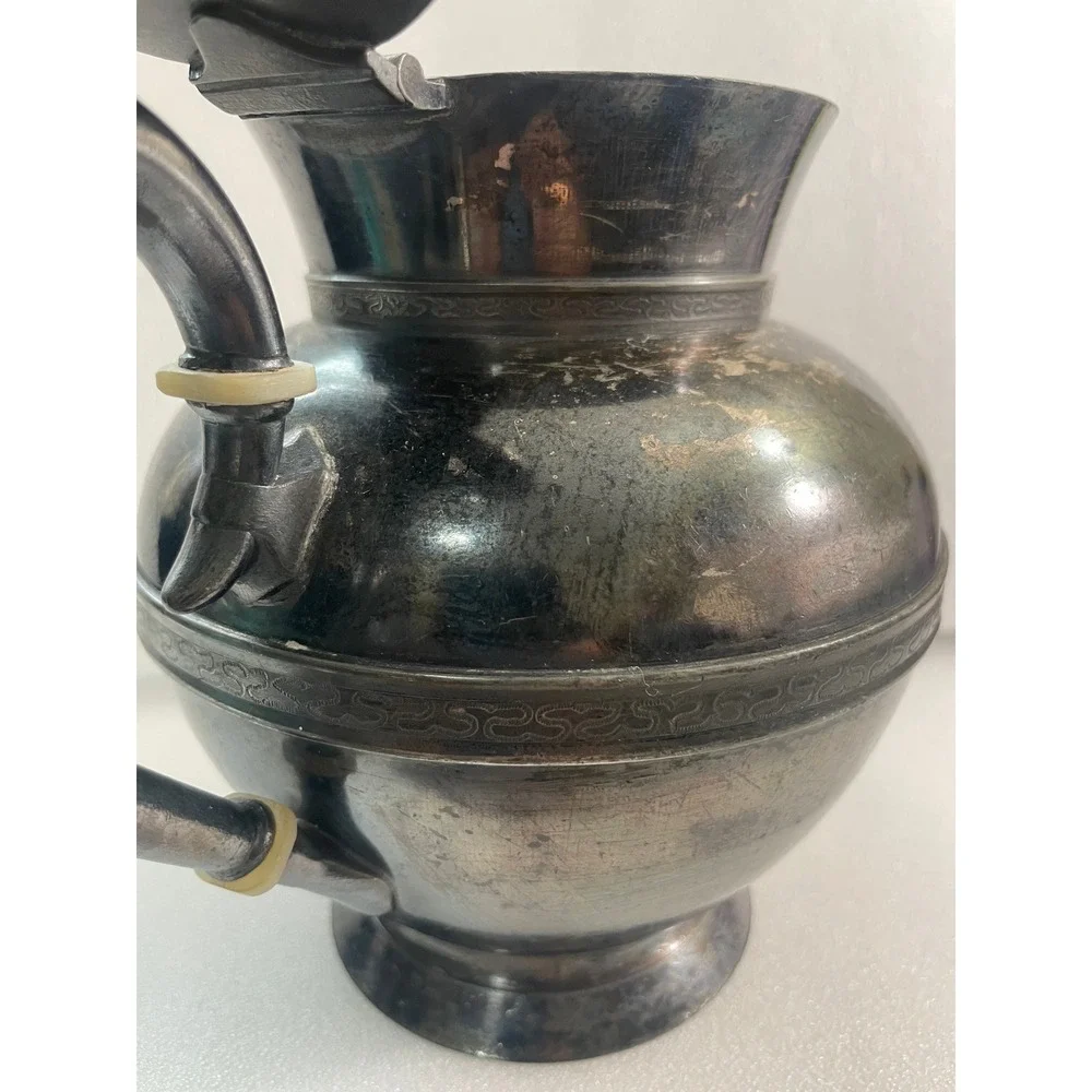 Antique EG Webster & Bro Quadruple Plate Silver Teapot Victorian Patina 35 NY